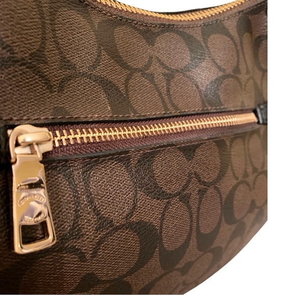 Coach Harley East West Hobo Shoulder Bag Signature Black Brown Gold F38267 - Picture 10 of 16